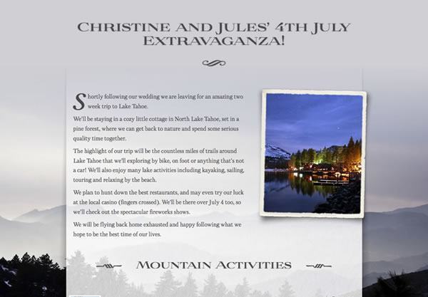 A giftlist using the Misty Peaks theme